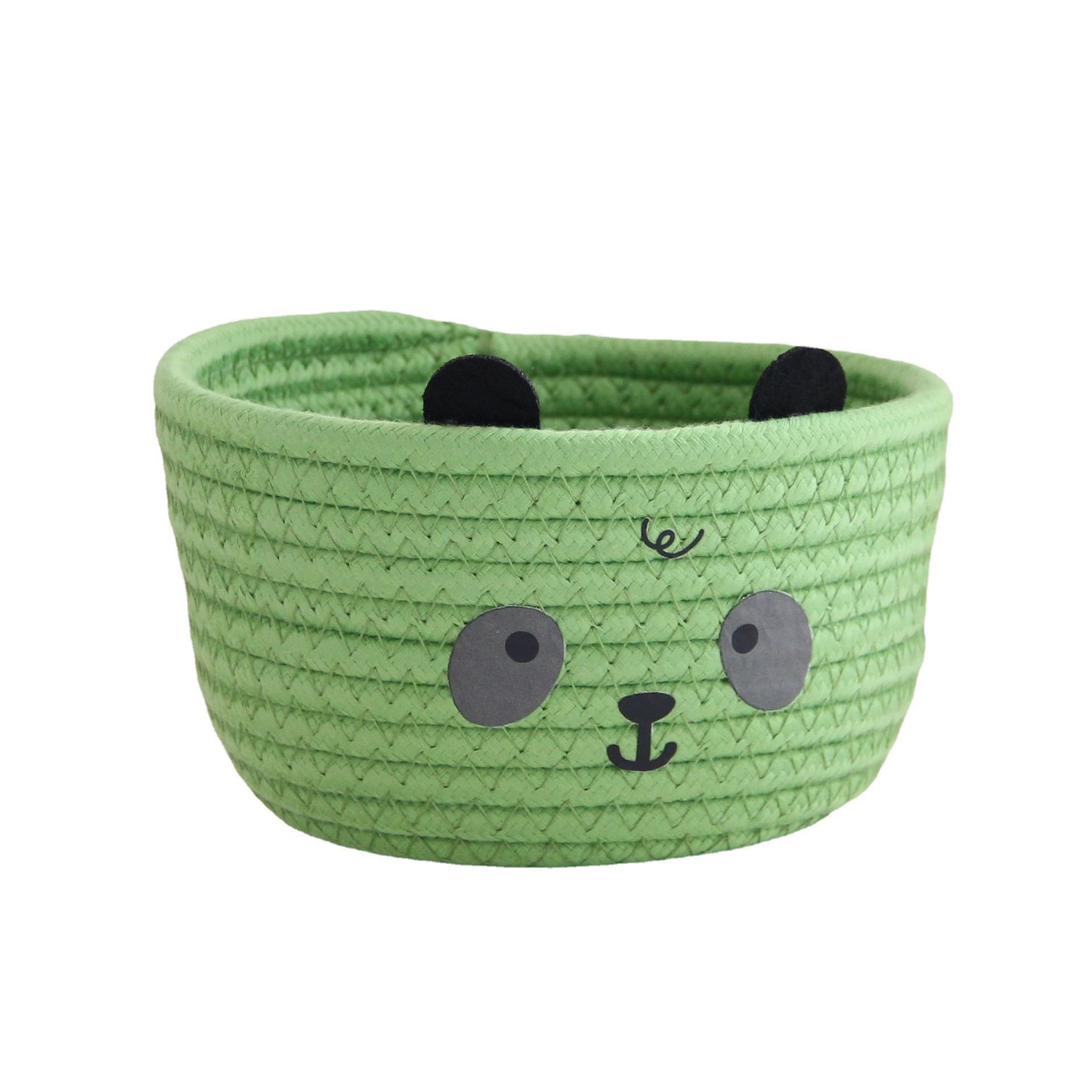 Oso caja de almacenamiento de cuerda de algodón tejida a mano cesta de almacenamiento de escritorio imitación ratán dibujos animados creativo almacenamiento lindo