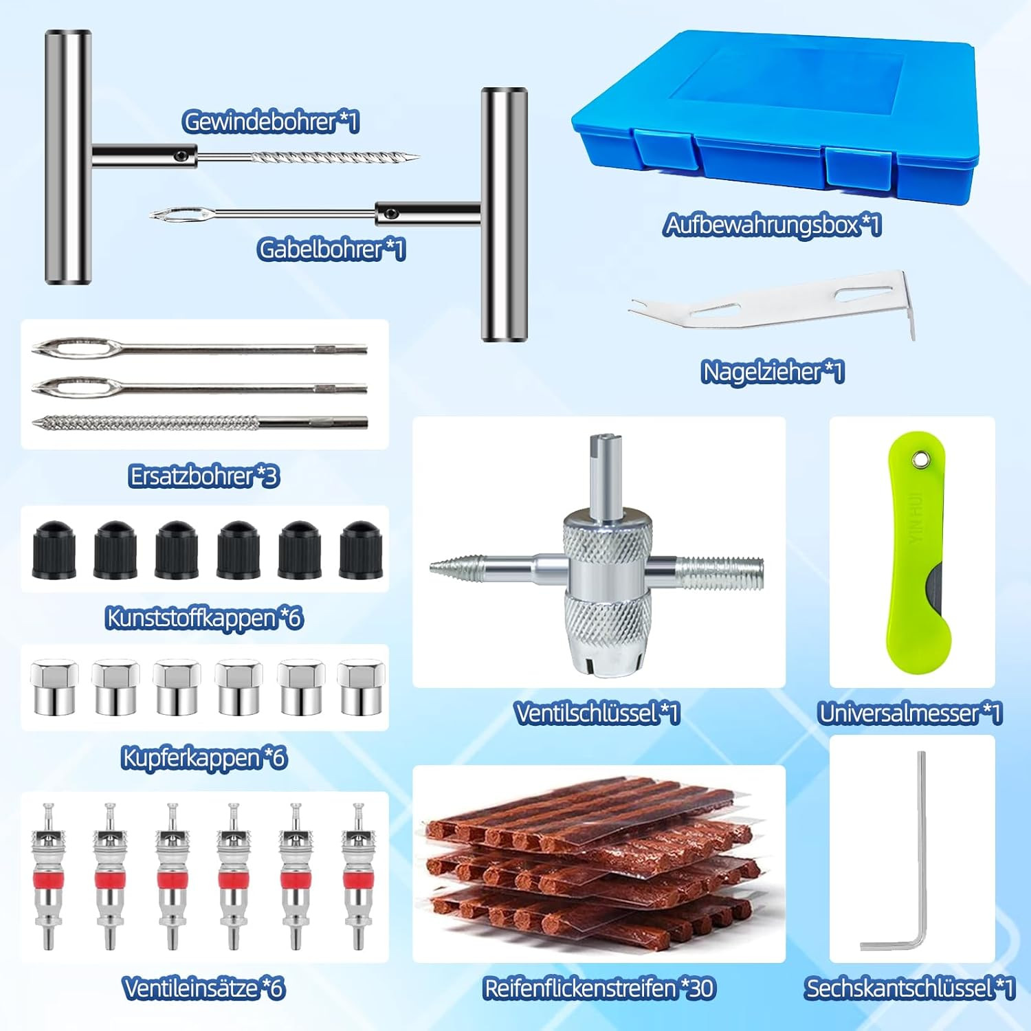 Amazon car tire repair tool suit 6-piece set of 12-piece tire repair tool tire repair needle car emergency fast