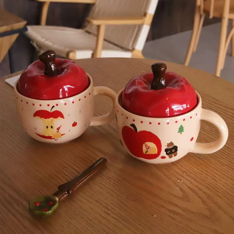 Apple, retro spoon, tea cup, cute gift box, Birthday gift