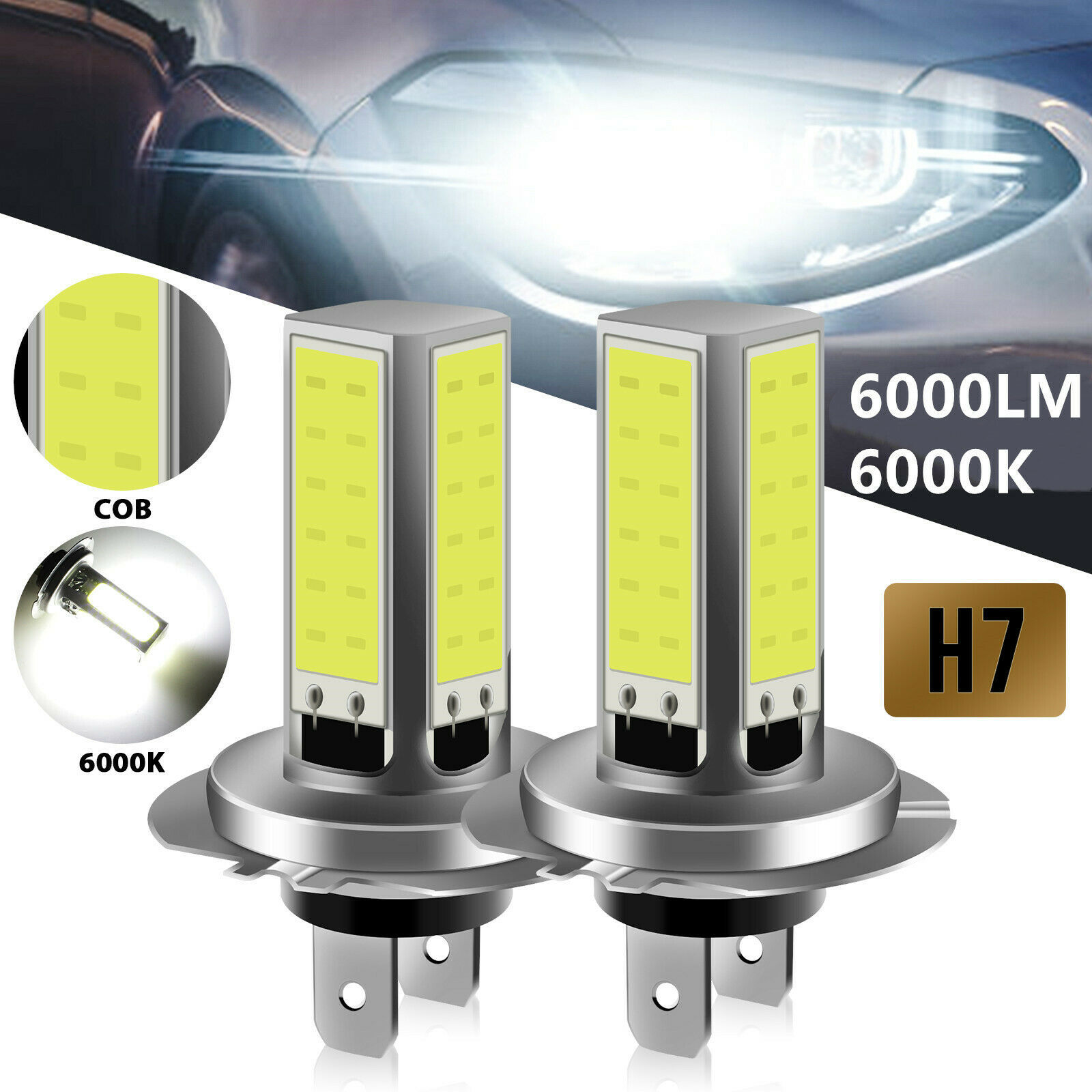 Coches LED niebla delantero COB 4 lados H7 80W de alta potencia niebla delantera image 1