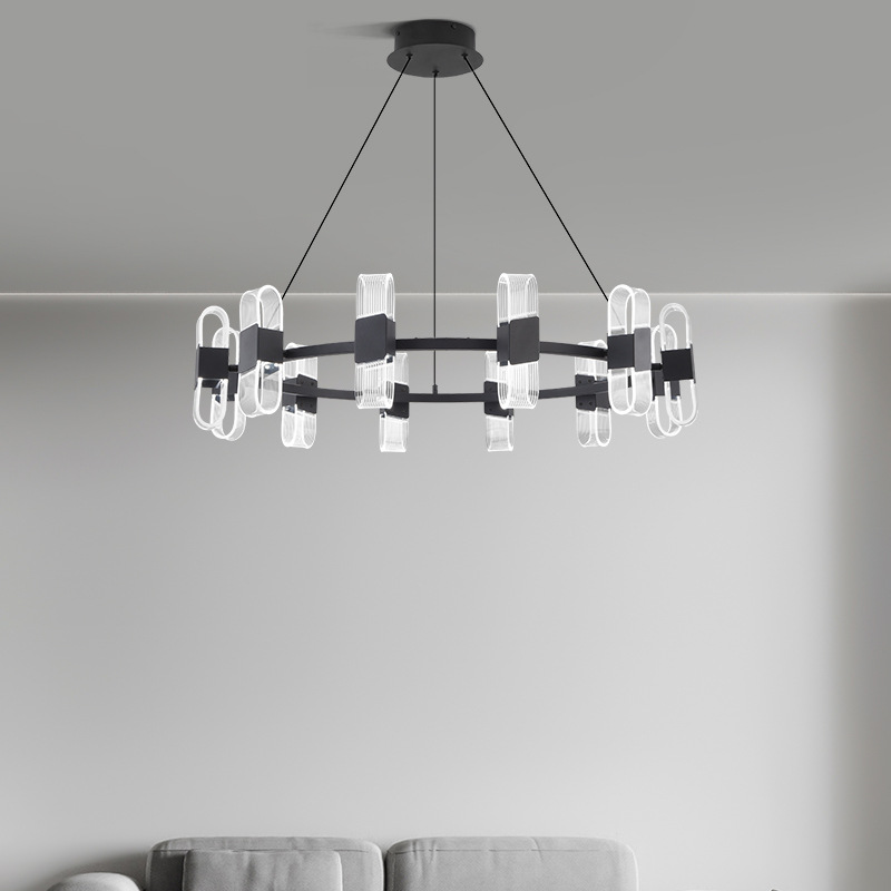 Nueva sala de estar moderna Youmeng dormitorio candelabro creativo lámpara cortina restaurante simple 2025 arte faro redondo