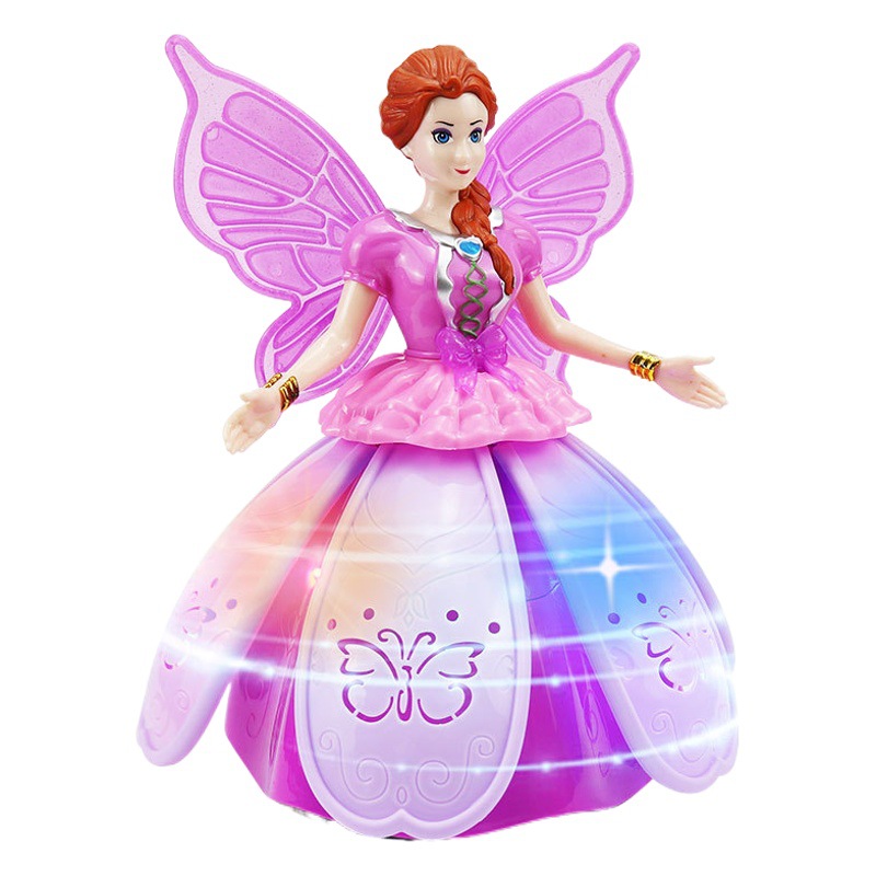 Cross-border Electric Dream Dancing Princess Doll música ligera giratoria juguete para niños puesto en el mercado nocturno TikTok