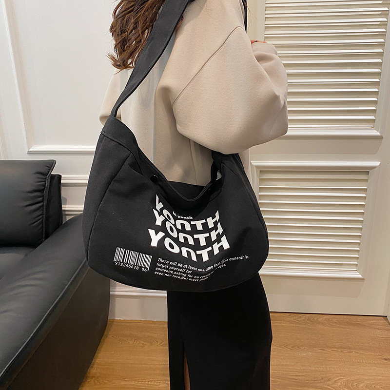 Korean-style canvas bag, artistic Japanese-style Instagram simple single-shoulder bag, school student schoolbag, men's large-capacity commuting bag undefined
