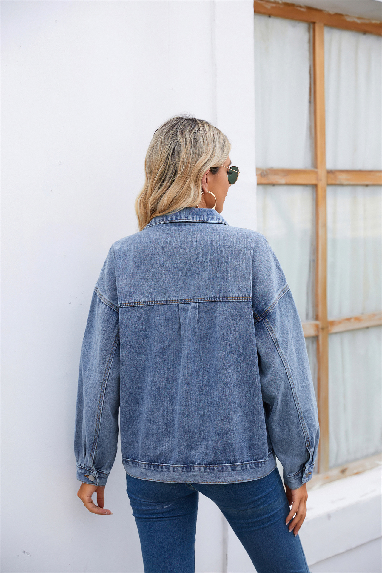 665g Weight Denim Jacket Outerwear Type Long Sleeve Sleeve Length Single Breasted Placket Type Regular Sleeve Sleeve Type Denim Fabric Type Regular Top Length Coat Tops Type Daily Occasion Turndown Neckline Loose Fit Type Solid Color Pattern Spring, Autumn Season Women's Gender Streetwear Style Women's Streetwear Solid Color Single Breasted Coat Denim Jacket 16
