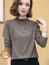 2023新款时尚半高领一体绒中老年女装打底小衫妈妈洋气秋冬厚长袖