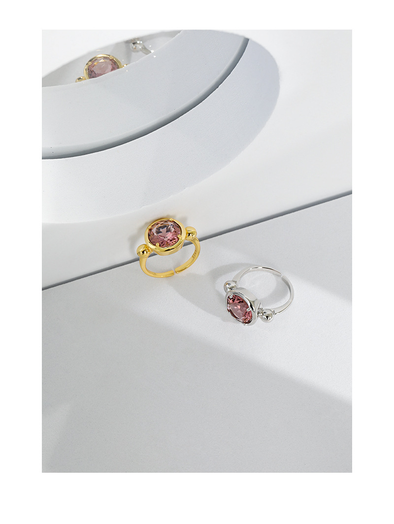 Fashion Round Sterling Silver Plating Artificial Gemstones Open Ring