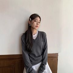 毒家现货正确版本高品质MU家2025新款假两件套头混纺毛衣男女同款
