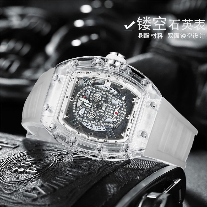 ZIDO Brand 2023 New High Color Value Fashion Trend Non-mechanical Transparent Ghost Head Barrel Men's Watch