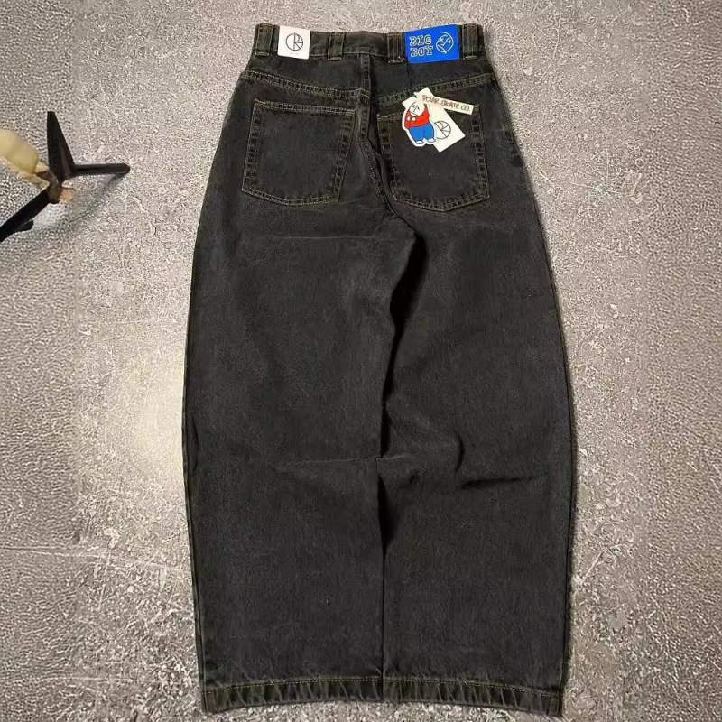 European and American fashion brand Y2K Harajuku style hip hop loose wide leg casual pants men's fashion casual slim jeans