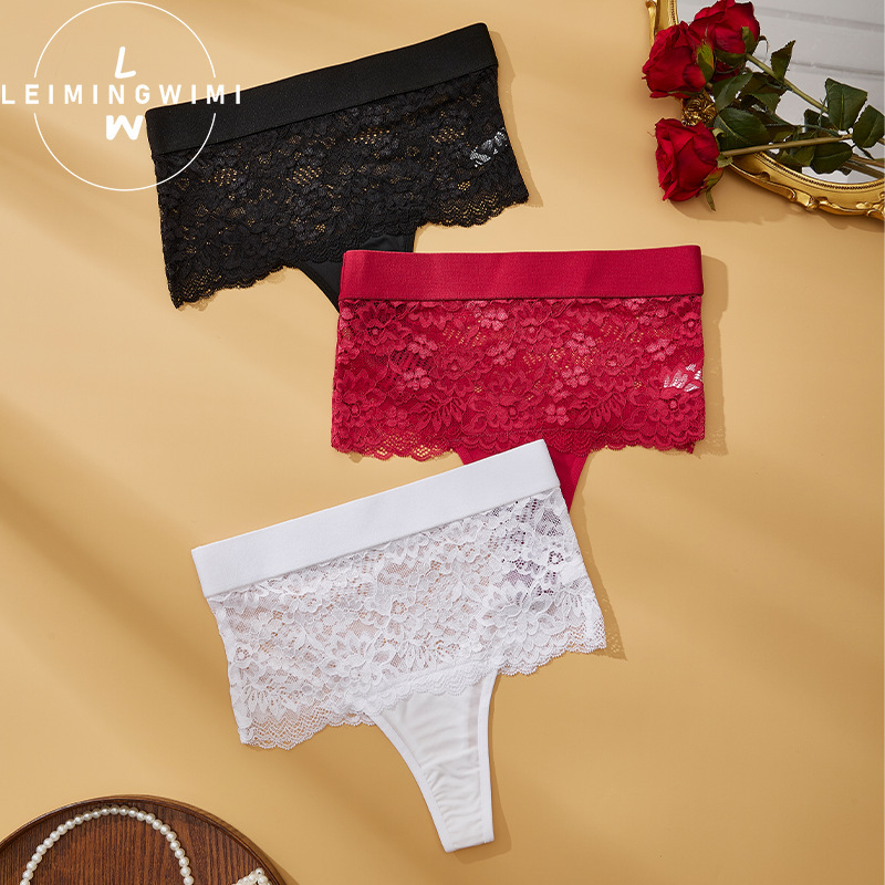 European and American Style High-Waisted Lace Women's Thong, Sexy Seamless See-Through T-Pant, Exclusively for Cross-Border Trade, Popular Export Item