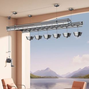 J8 Automatic Manual Folding Indoor Balcony Clothes Drying Rod Top-Mounted Hand-Cranked Adjustable Clothes Drying Rack Household Quilt Drying G3