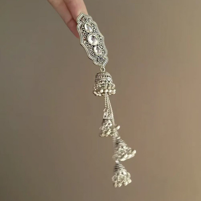 蝴蝶轨迹高级感闪钻流苏发夹子 复古新中式少女风碎发卡刘海边夹|undefined