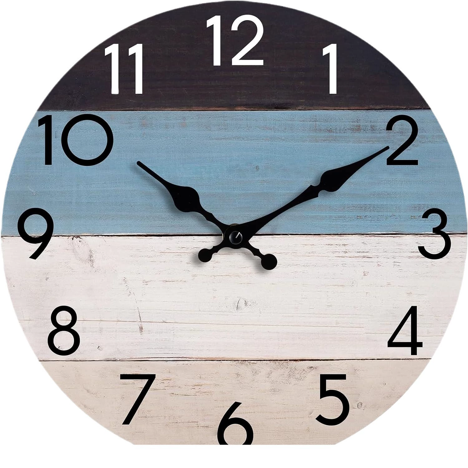 Simple wood grain living room wall clock silent round clock Amazon clock wall hanging home living room decorative clock