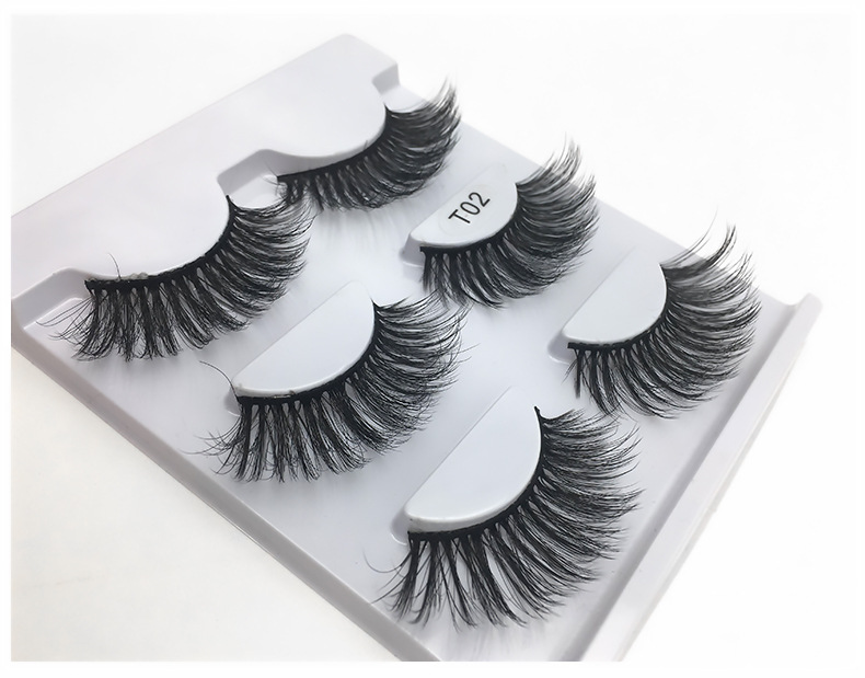 200g Weight False Eyelashes Makeup Tools Types 3 Pairs Quantity Mink Hair Material 3 Pairs Of Multi-layer Thick Natural Curling False Eyelashes 1