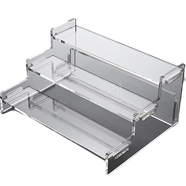 Soporte de exhibición de escalera de tres capas de acrílico transparente caja ciega soporte de almacenamiento de cupcakes hecho a mano