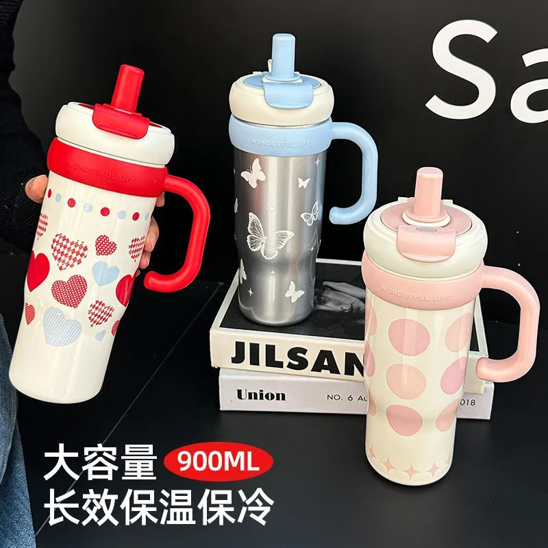 New High-Looking Large-Capacity Ice Cup 316 Stainless Steel Thermos Cup for Male and Female Students Outdoor Portable Car Cup