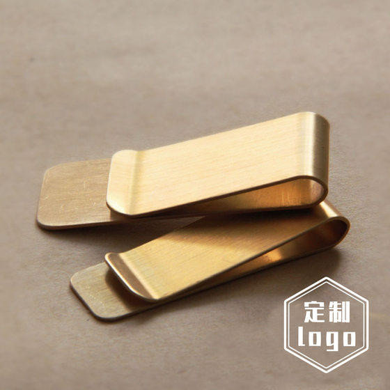 Factory direct retro brass clip metal pen clip stainless steel bill clip storage wallet wholesale logo to figure