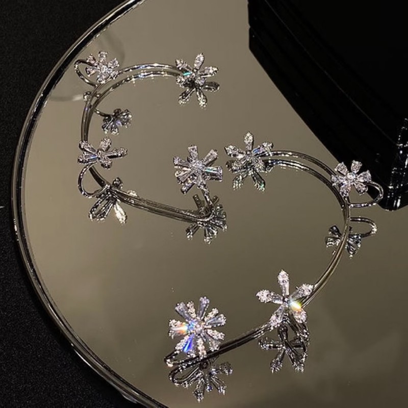 Fashion Flower Copper Plating Flowers Artificial Gemstones Earrings