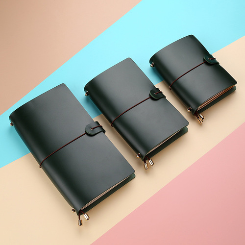 Simple PU leather diary solid color hand ledger student notebook writing notepad soft leather thickened wholesale