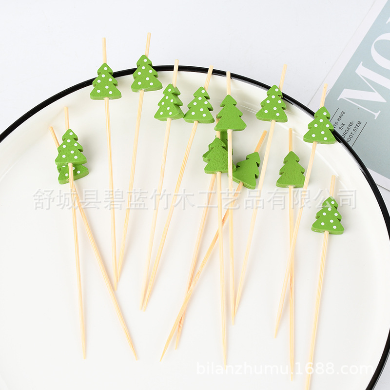 Suministro de Navidad Fruit Stick Disposable Bamboo Stick Navidad Burger Cocktail Party Fruit Tickle