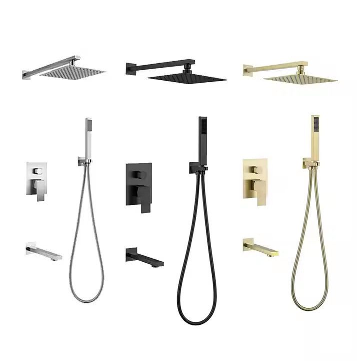 Concealed Shower Wall Set Embedded Black Hidden Embedded Ceiling Shower Top Spray Golden Hotel Home