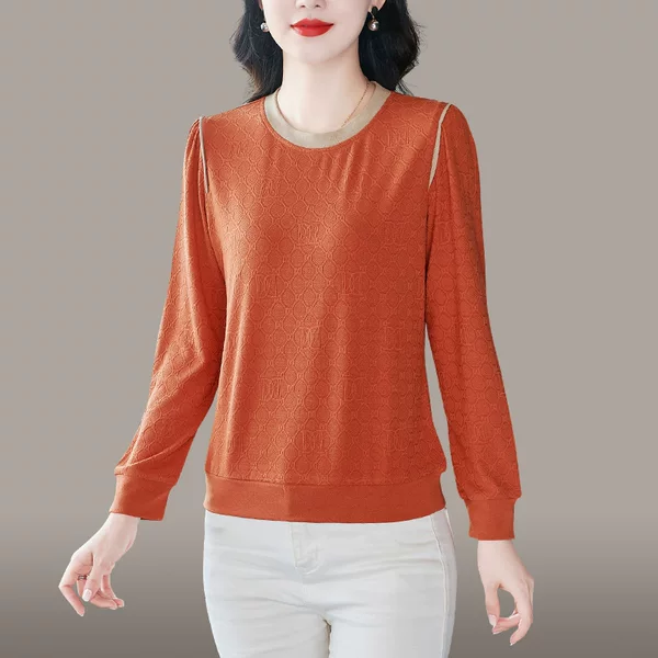 Women's cotton long-sleeved T-shirt Spring and Autumn 2023 New elegant bottoming shirt outer wear T-shirt Slim Fit Plus size top