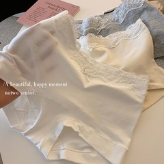10A抑菌新疆长绒棉女士纯棉平角内裤纯棉加长裆蕾丝边包臀内裤女