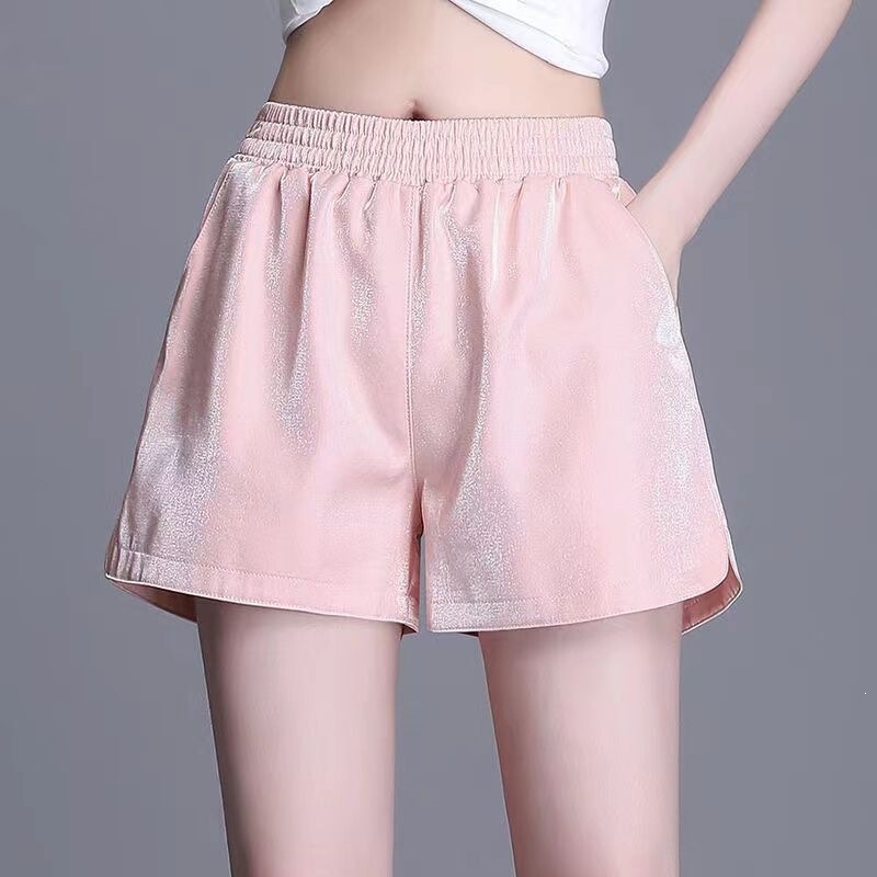 Glittering Ice Silk Shorts 2026 Summer New Style Casual Versatile Loose-Fitting Stylish High-Waisted Shorts for Women Trendy A-Line Outerwear Shorts