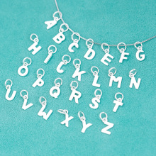 s925纯银26个英文字母吊坠饰品配件 手工diy串珠手链项链配饰材料