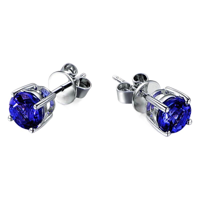 Azul turquesa Stud pendientes collar de cristal azul europeo y americano diamante-incrustado color tesoro pulsera cuatro garras anillo de zafiro traje