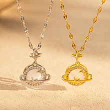 欧美时尚钛钢潮流星球吊坠快乐星球项链男女通用一件代发