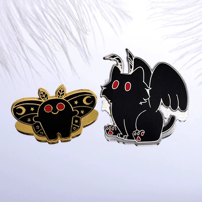 Cross-border new animal badge cartoon butterfly shape brooch personality creative black cat enamel metal badge