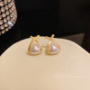 South Korean goods, earrings, retro brand silver needle from pearl, Chanel style, silver 925 sample, internet celebrity, wholesale