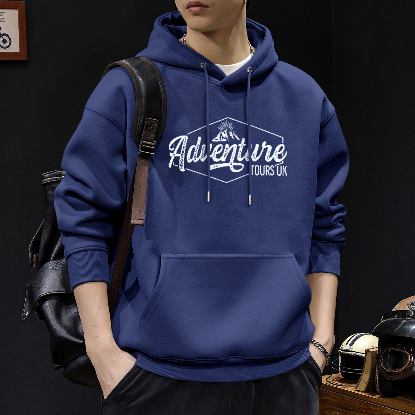 Azul escondido con sudadera con capuz Regular - 2181
