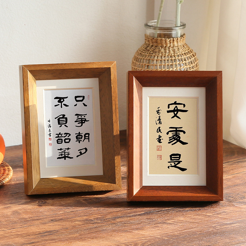 Retro beveled solid wood table small photo frame 6-inch 7-inch 8 wall-mounted children's picture frame 10-inch A4 photo factory wholesale