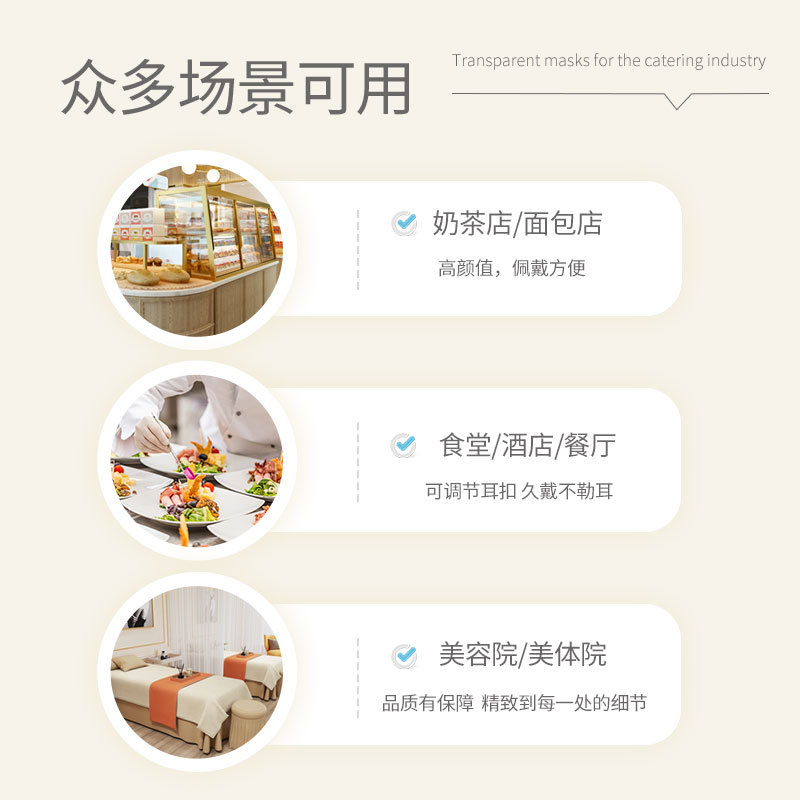 Máscara transparente de alto valor facial especial para catering anti-fog de plástico de grado alimenticio saliva sonrisa chef restaurante anti-aliento