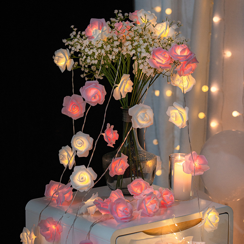 LED simulation rose small lights string lights romantic Valentine's Day holiday party decoration atmosphere lights room layout
