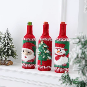 154493528 Handmade Red Christmas Santa Snowman Bottle Cover with American Country Style