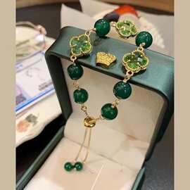 四叶草高定招财转运手链女转运保平安手串男牛年本命年情侣饰品
