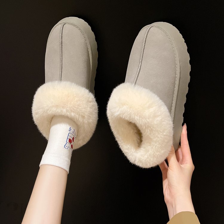 Thick snow boots for men and women in winter plus fleece thickened warm comfort to wear casual woolen shoes large size_voghion.com