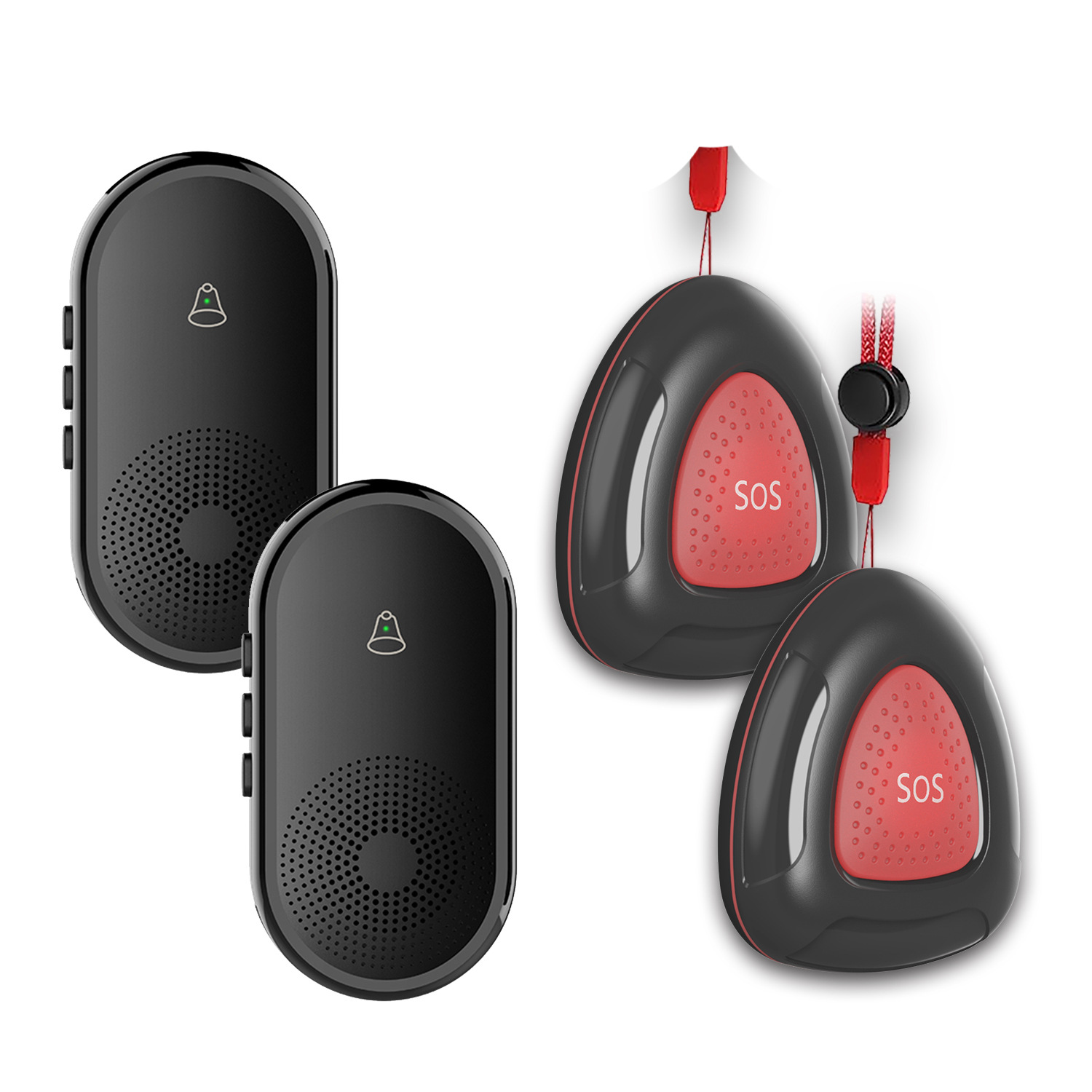 검정색 송신기 2개 + 수신기 2개(미국 규정, 유럽 규정, 영국 규정, 메시지 메모)