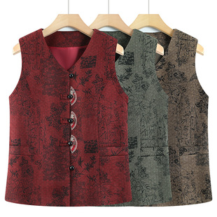 Middle-aged and elderly grandma new Chinese style waistcoat old lady spring and autumn vest vest mother autumn national style vest coat