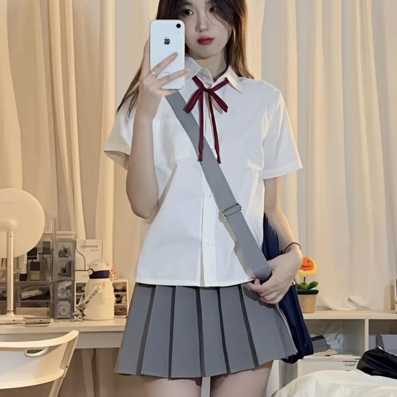 일본 대학 스타일 JK 유니폼 반팔 셔츠 여성 학생 순수한 욕망 스파이스 소녀 디자인 센스 셔츠 기본 여름