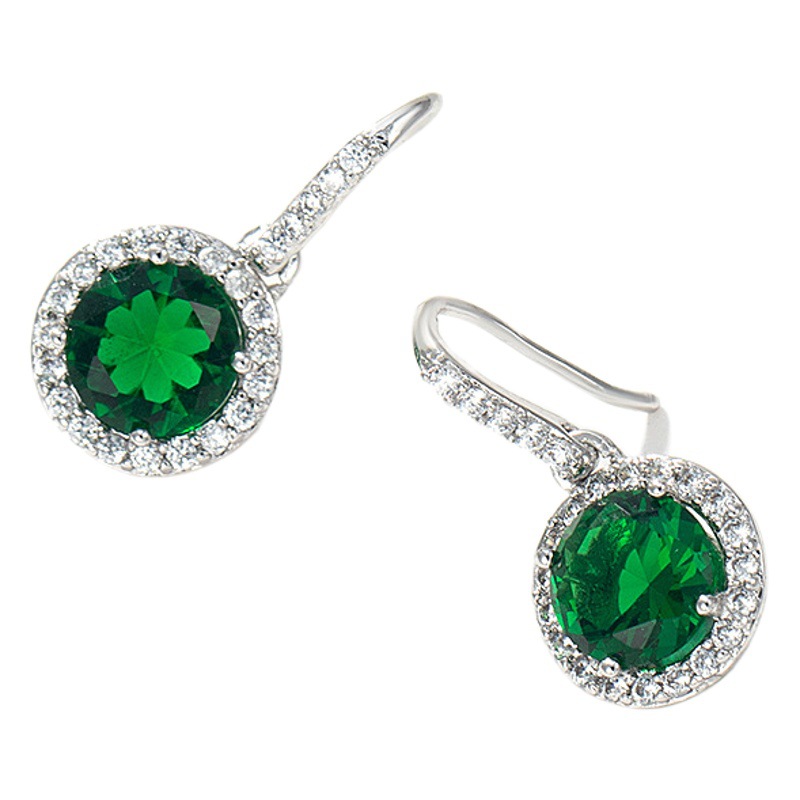 Joyería de Xuing simple personalidad Esmeralda gema artificial gancho para la oreja temperamento femenino pendientes de alta calidad al por mayor