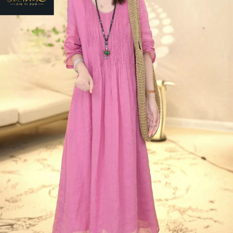 2025 New Summer Ramie Han Dynasty Dress, Skin-Friendly Design, Accessible Luxury, Loose Elegant, Cotton and Linen Dress