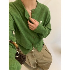 档口正版仿羊绒高品质花朵刺绣针织开衫女2025秋季新款外套针织女