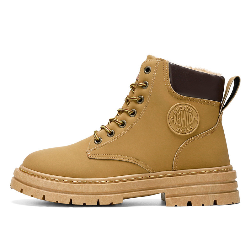 Men's Winter Fleece-Lined Martin Boots High-Top Work Shoes Men's Trendy Versatile Thick-Soled Extra-Thick Warm Cotton Sh_vogvips.com