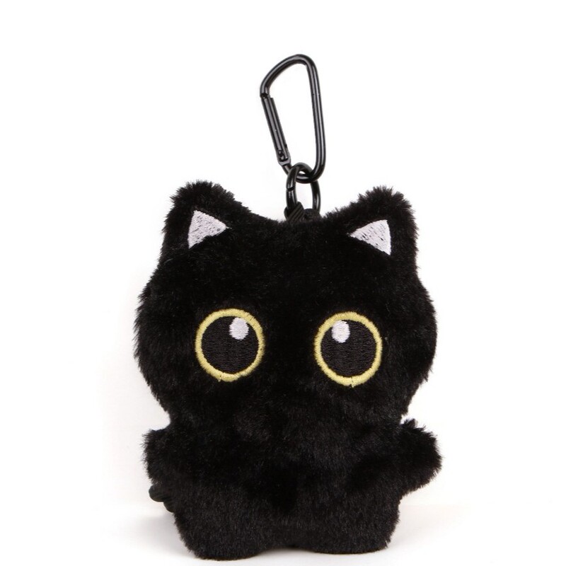 かわいいぬいぐるみ小さな黒猫人形ペンダントガールハートきしむ多用途ペンダントバックパックキーホルダーペンダント|undefined