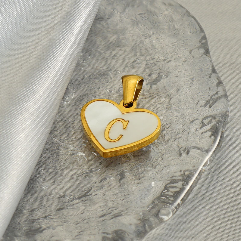 Stainless Steel Material 1 Piece 13*16mm Stainless Steel Shell Letter Heart Shape Polished Pendant