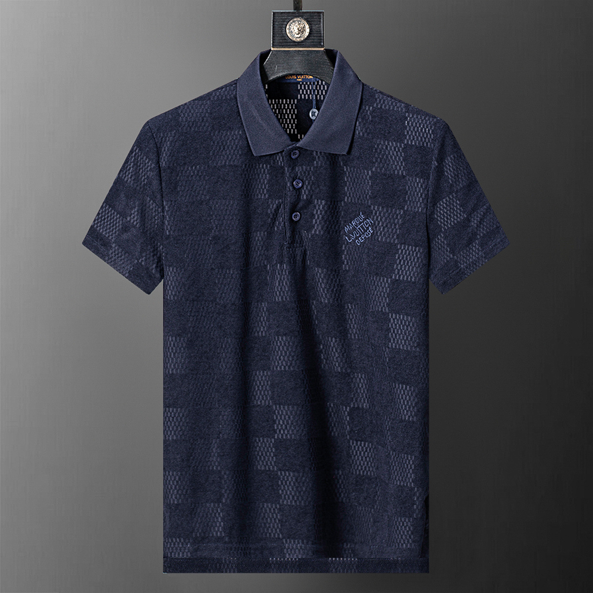 Cross-border correcto versión 25 nuevos polos hombres color sólido negocios casual jacquard solapa de punto de manga corta cabello 1